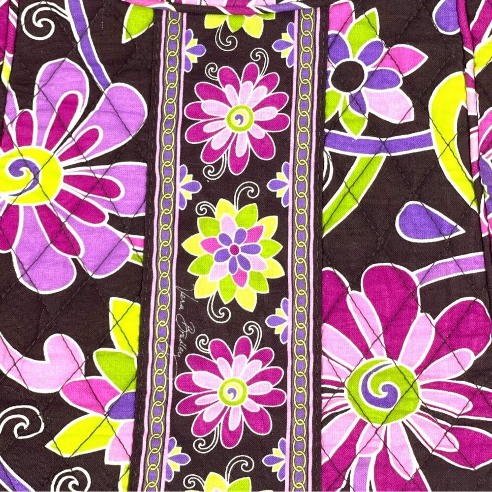 Vera Bradley Shoulder Tote Bag Purple Punch Floral Quilted Purse Pockets Retired - Picture 16 of 16